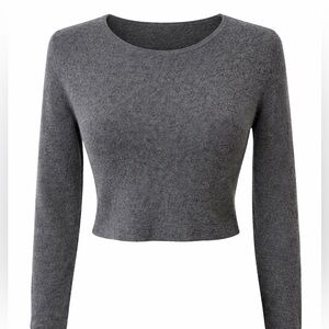 Silk and Cashmere S&C Cropped Long Sleeve Sweater / Cropped Cashmere Top